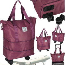 Sulankstomas kelioninis krepšys su ratukais, galimi 3 dydžiai, violetinės spalvos