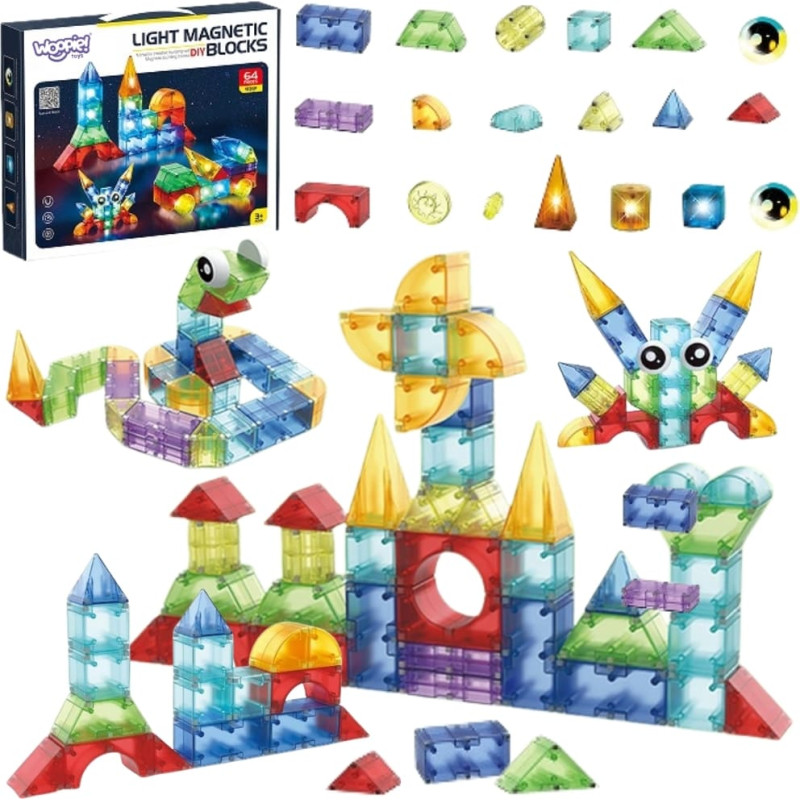 Woopie Klocki Magnetyczne Konstrukcyjne Sześciany 3D Zestaw Edukacyjny 63 el.