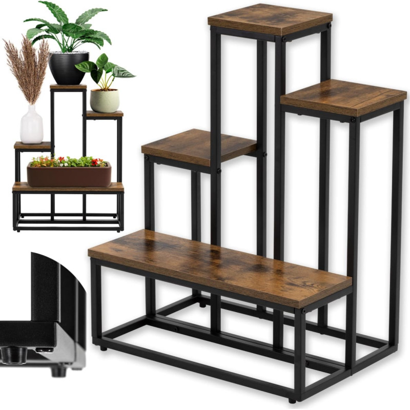 Springos Metalinis gėlių stovas Springos GA0210 67 cm su 4 lentynomis, lofto stiliaus, daugiaauk&scaron;tis, modernus