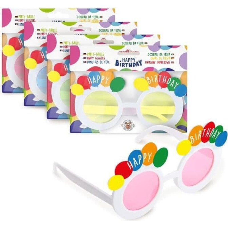Trendhaus Birthday Fun - Akiniai &lsquo;Happy Birthday&rsquo; (1 vnt., 4 dizainai)