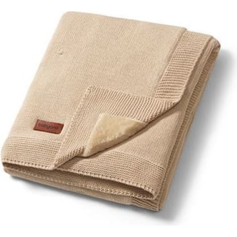 Babyono 1671/02 COTTON BLANKET WITH FLANNEL UNDERLAY LIGHT BEIGE