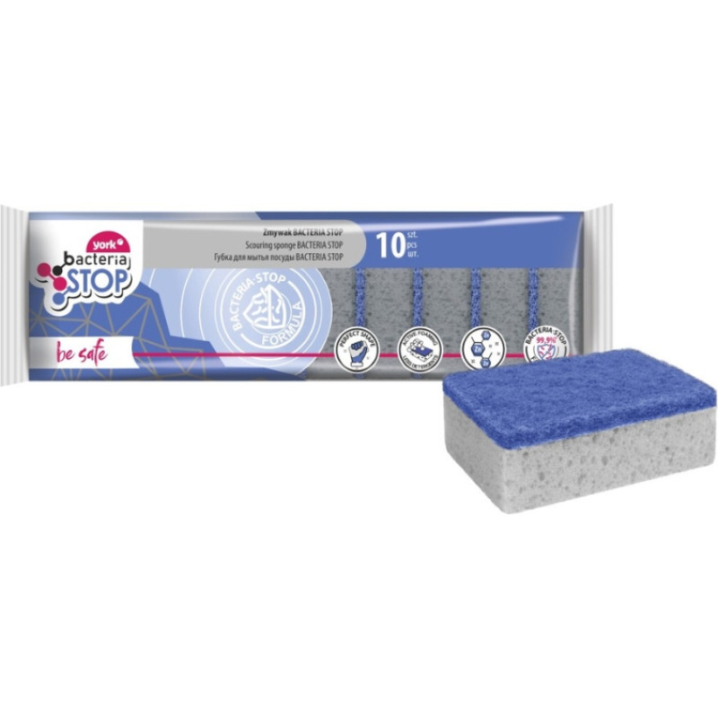 York Sūklis trauku mazgā&scaron;anai BACTERIA STOP 10 gab.