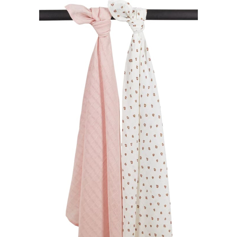 Meyco Baby muslīnu autiņu komplekts Mini Panther Soft Pink (2 gab., 120x120 cm)