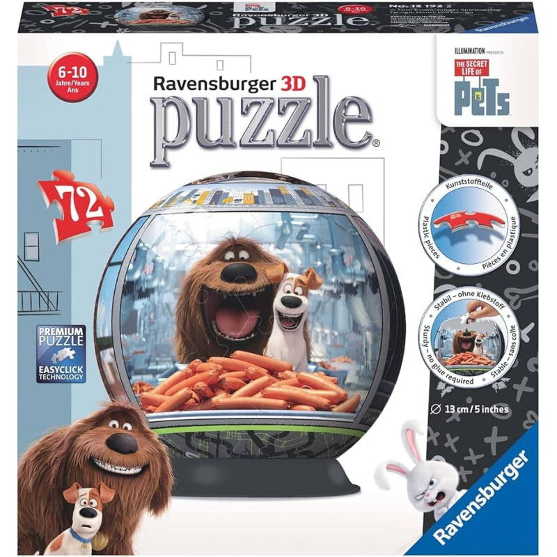 Ravensburger Round 3D Puzzle, 72 pcs, The Secret Life of Pets