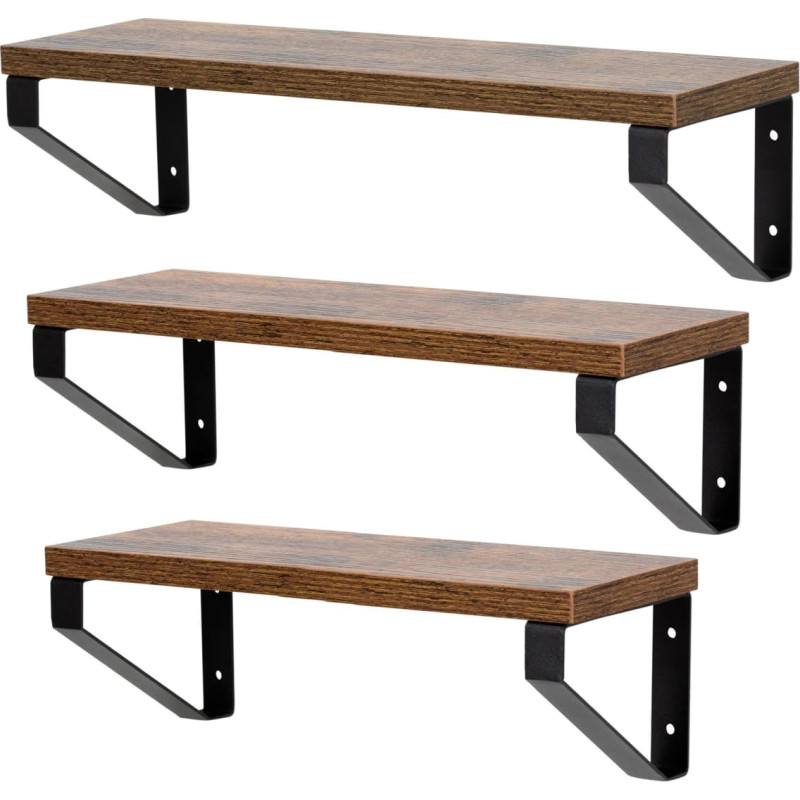 Springos Sieninių lentynų komplektas 3 vnt. 30/35/40x12x9 cm HF0049