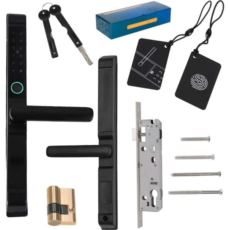 Durvju roktura elektroniskā bloķēšana ar pirkstu nospiedumu kartes kodu