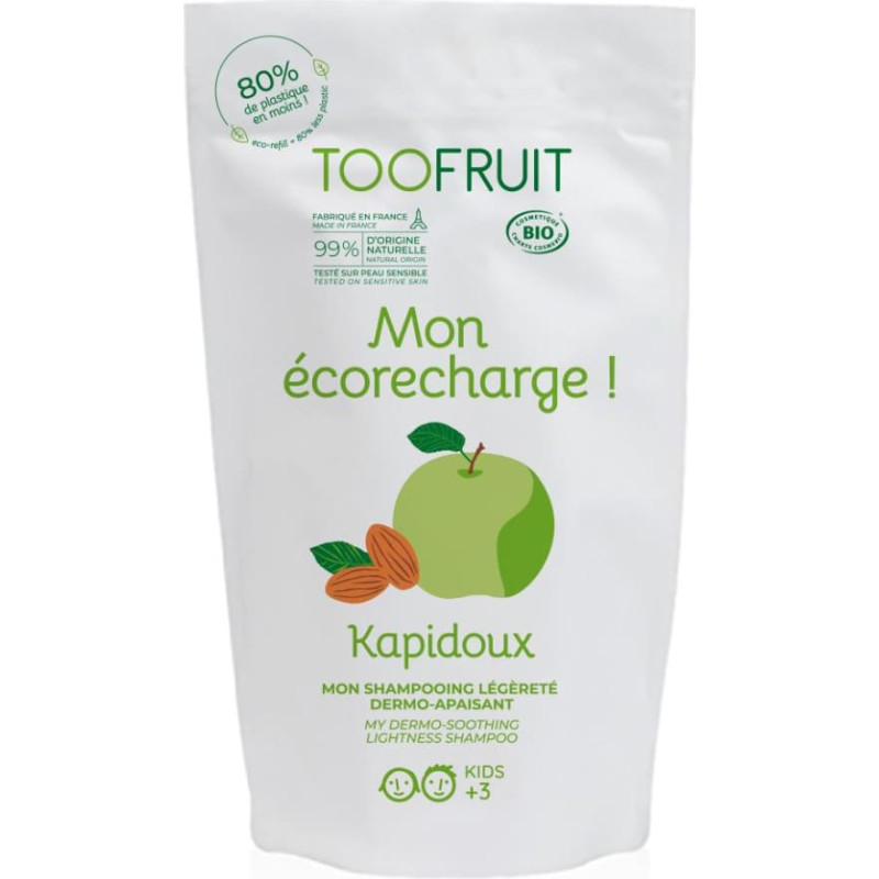 Toofruit Organic tear-free moisturizing and smoothing shampoo for children with apple scent, REFILL, 400 ml