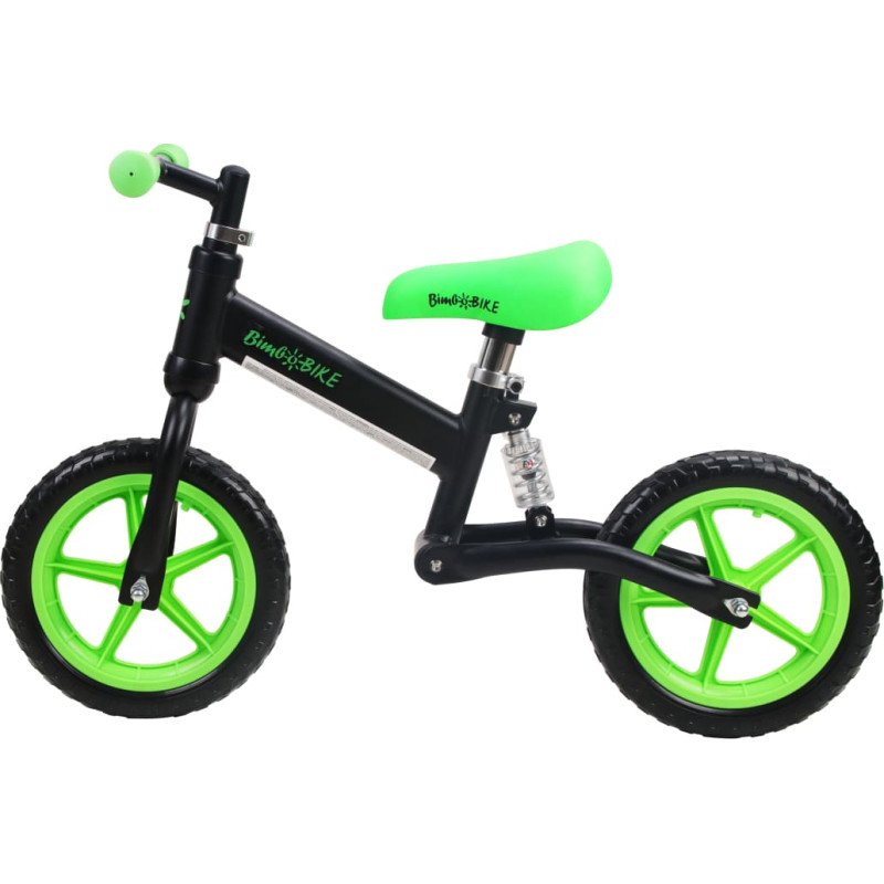 Bimbo Bike Vaiki&scaron;kas balansinis dviratis 12" &bdquo;ANTI-SHOCK RUNNER&ldquo;, žalia/juoda