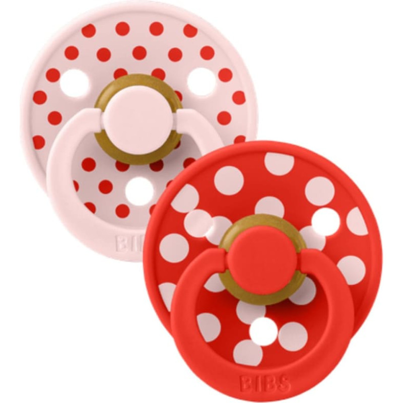 Bibs Collection Colour Round &ndash; Polka Dots Blossom / Candy Apple 0-6m 2pcs