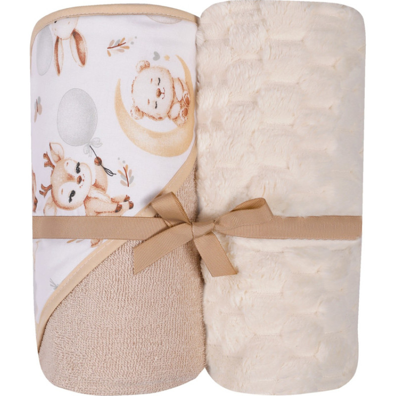 Duet Baby Set - Bathing cover  + blanket - 547 - size 100x100  / 80x90 - BEIGE