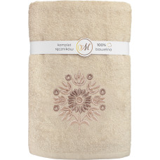 RĘCZNIK KPL.MARIBELLA 3 SZT./30X50/50X100/70X140/ FROTTE HAFT 002 SŁONECZNIK MIGDAŁOWY