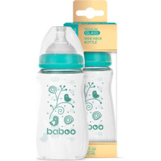 Baboo Anti-colic borosilicate glass baby bottle with wide neck and medical-grade silicone nipple, 3+ months, 250 ml