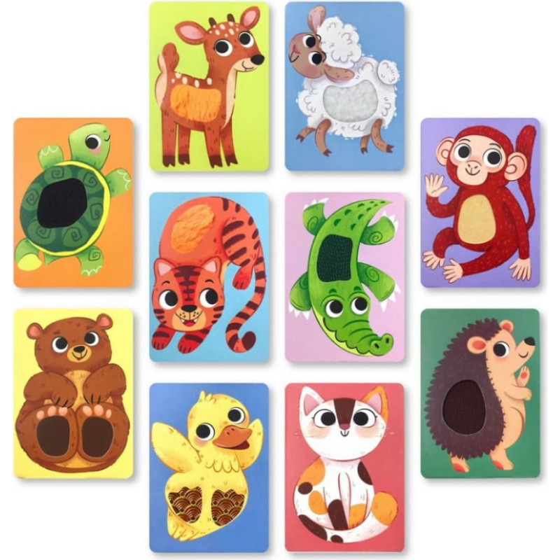 Dodo Kudikiams žaislas Montessori taktilinės kortelės „Gyvūnų jaunikliai“