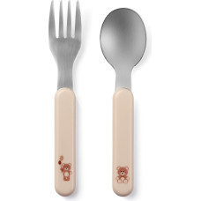 Babyono stainless steel spoon and fork cream 1065/03