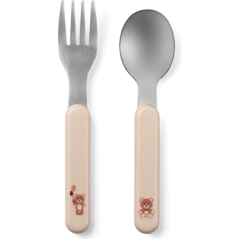 Babyono stainless steel spoon and fork cream 1065/03