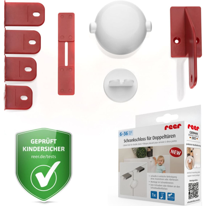 Reer Cabinet lock for double doors, white