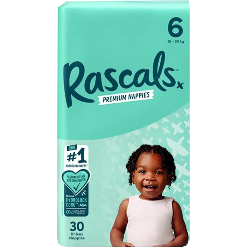 Rascal And Friends RASCALS autiņbiksītes, 6 izmērs, 15-20 kg., 30 gab.