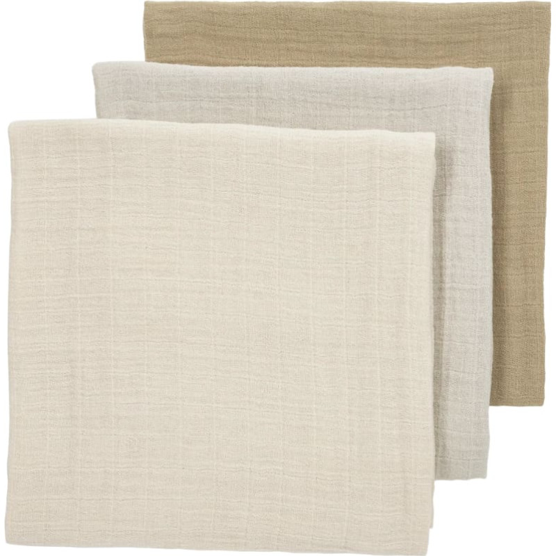 Meyco Baby muslīnu autiņu komplekts Soft Sand/Greige/Taupe (3 gab., 70x70 cm)