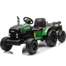Bērnu elektriskais traktors ar piekabi HATIS, tumši zaļš/pelēks