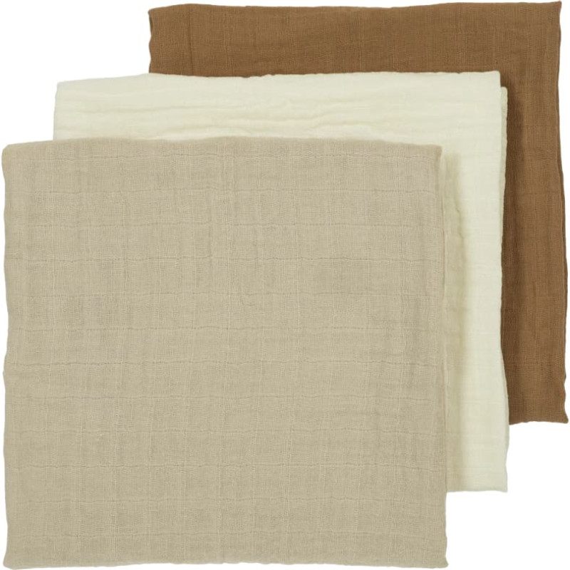 Meyco Baby muslīnu autiņu komplekts Offwhite/Sand/Toffee (3 gab., 70x70 cm)