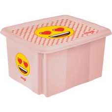 Keeeper Kaste ar vāku 15L Karolina &ldquo;Emoji Hearts&rdquo; 38x29,5x20,5cm rozā