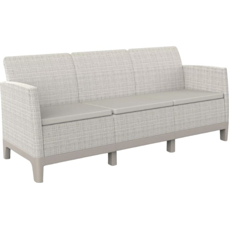 Keter Dārza dīvāns divvietīgs Scandi Form 3 Seater Sofa oļu pelēks/gai&scaron;i bē&scaron;s