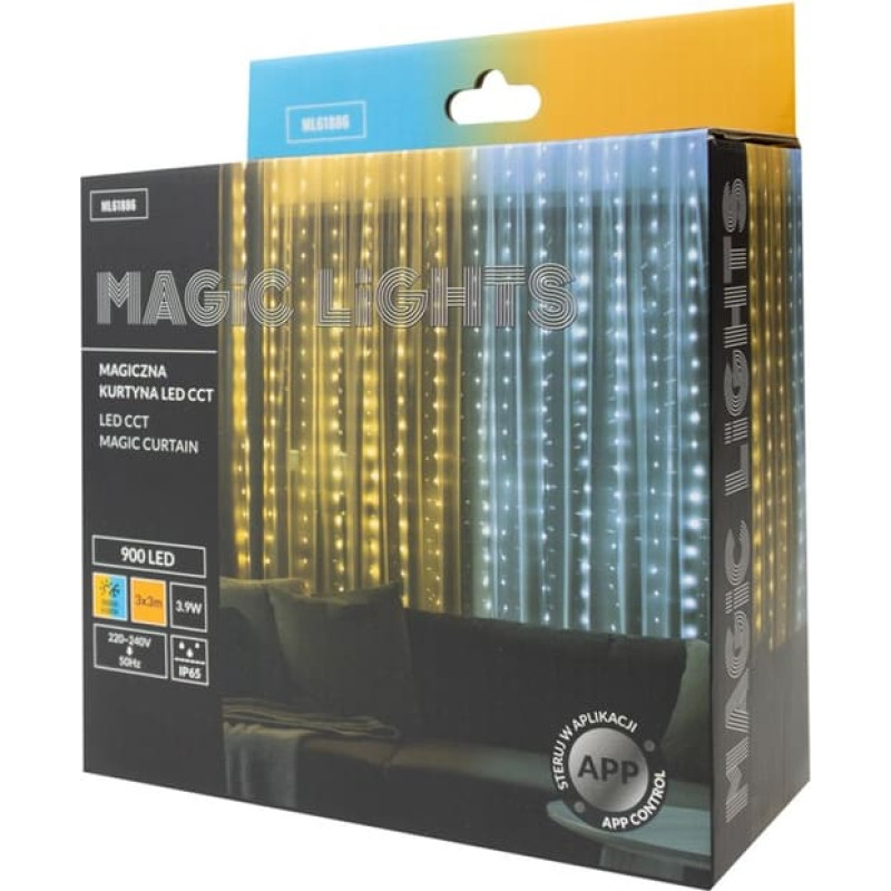 Magic Lights Magic LED Curtain, 900 LEDs, 3 &times; 3 m, CCT, 230V, App Control ML61886