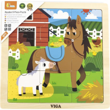 Viga 44624 Puzzle na podkładce 9 elementów - koń