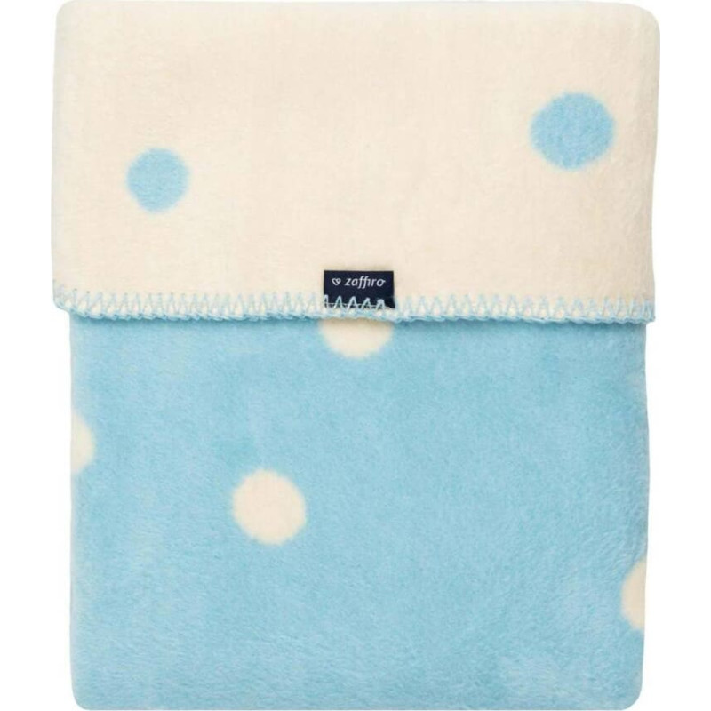 Womar Blanket - WOMAR - COTTON - DOTS - size 75x100  - ECRU / BLUE