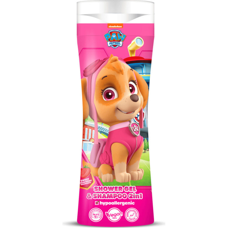 Paw Patrol 2 IN 1 dušo želė ir šampūnas, 300 ml, braškių kvapo