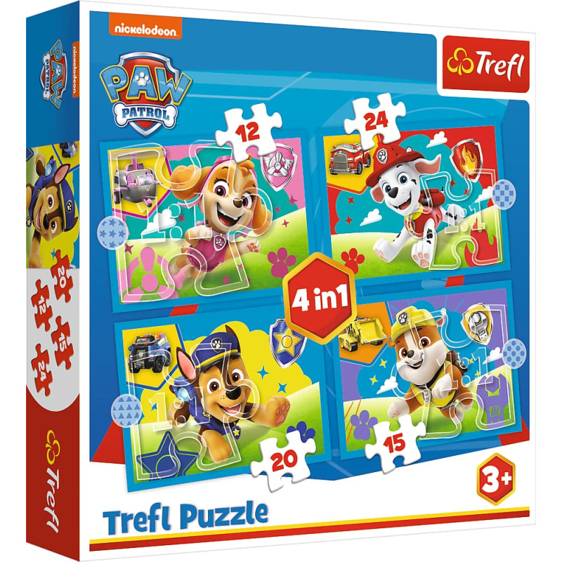 Trefl PAW PATROL 4 dėlionių rinkinys „Šuniukai-patruliai“