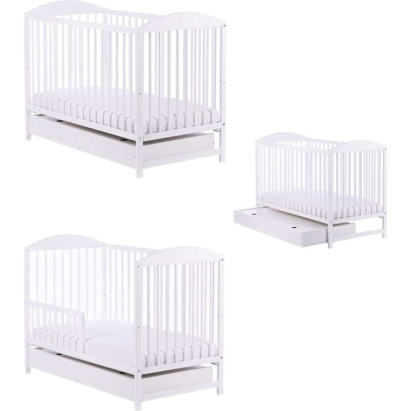 To-Ma Cot/bed - PETIT FOX - 2in1 - drawer - WHITE