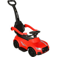 3 viename stumiamas automobilis su garsais ir žibintais, raudonas