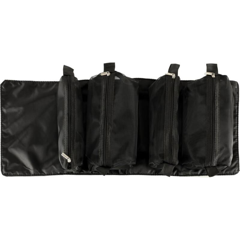 Salokāmā kosmētikas soma ceļojumu noņemama roll-up 4in1 lielas ietilpības pārnēsājams melns