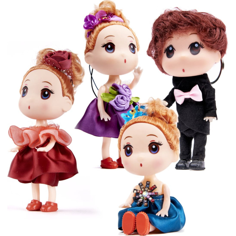 Leļļu māja lelles 3 meitenes + 1 zēns komplekts 4 gab. 12 cm