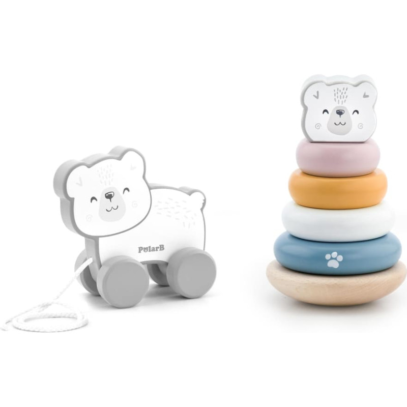 Viga 44227 PolarB Zestaw do ciągnięcia i piramidka - Miś