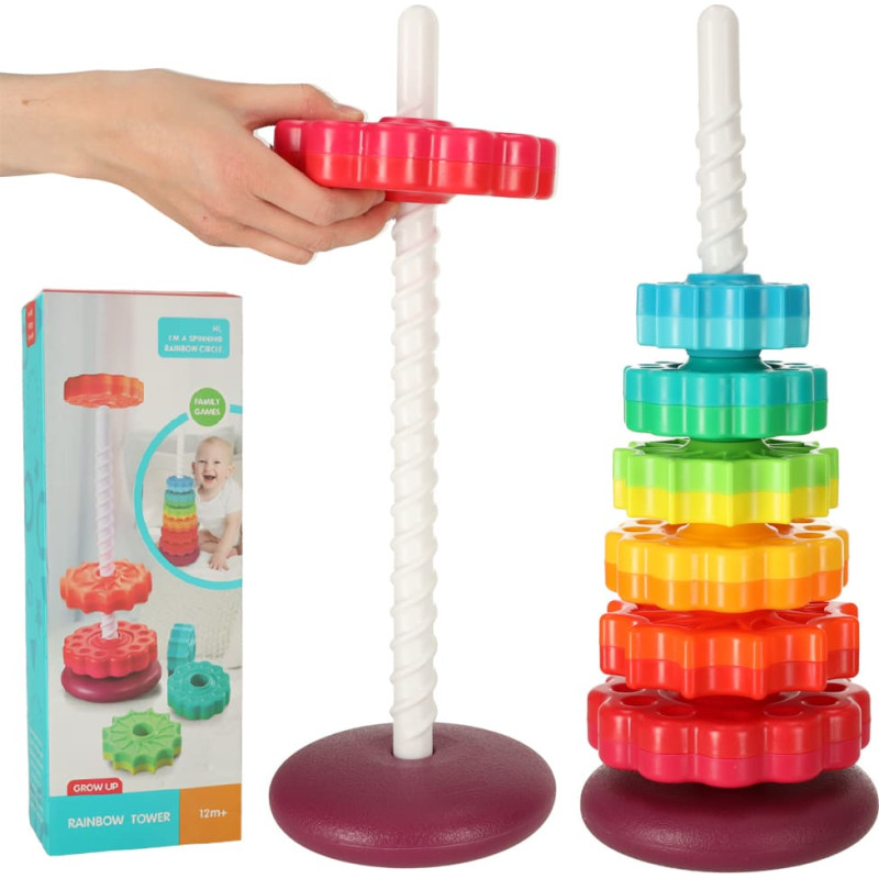 Varavīksnes torņa piramīdas spirāles spirāle kraušanas kārtu kārtošanai