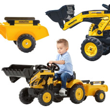 Falk traktor Komatsu kopa ja käruga, kollane