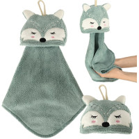 Vaikiškas rankšluostis rankoms darželiui, 42×25 cm, mėlynas, su lapės dizainu