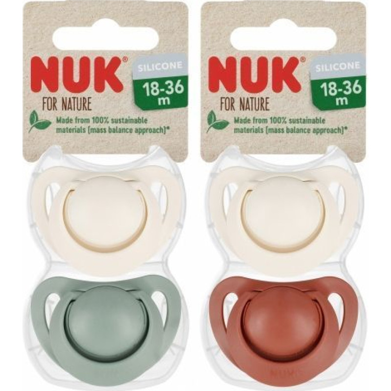 NUK Nature čiulptukai, silikoniniai, 18–36 mėn. – 2 vnt. dėžutėje (modeliai: 541372, 739859)