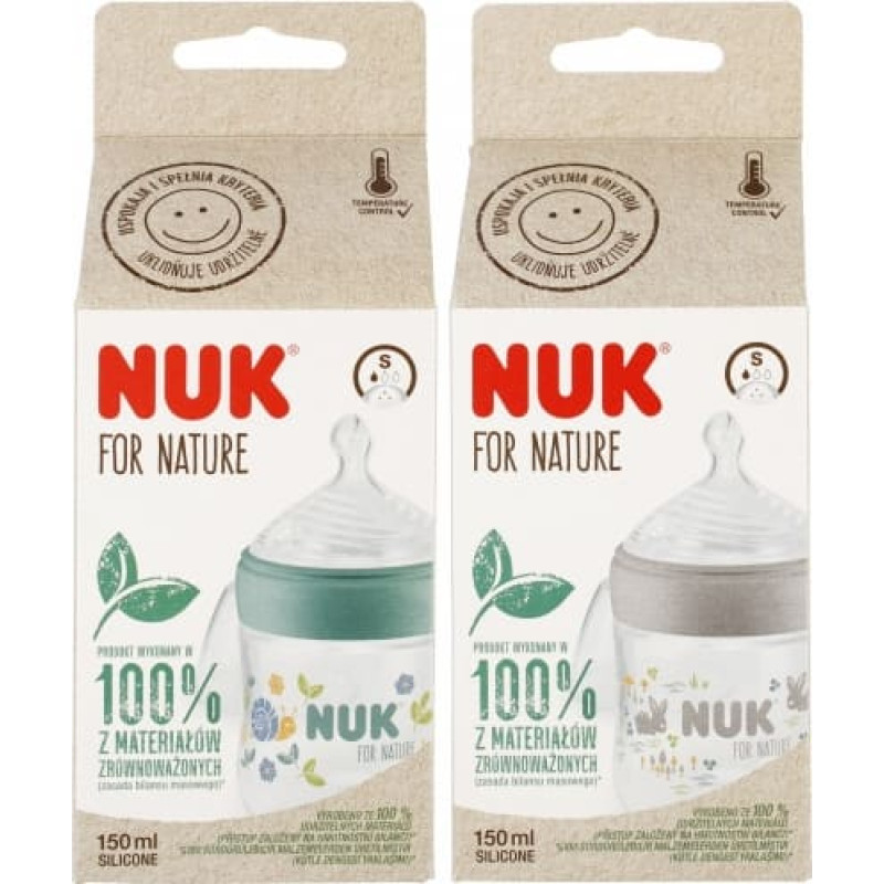 NUK 420644 PP buteliukas, 150 ml, silikoninis žindukas, „Nature +“ temperatūros indikatorius, 528547, 743076