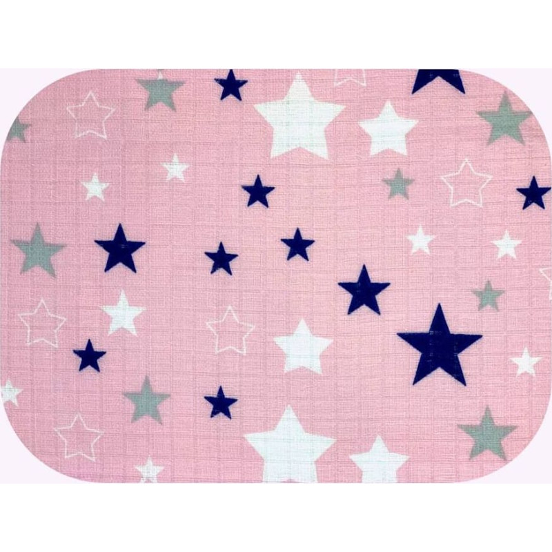 Ega Kids Diaper - 22003- TETRA PRINT - EGA - GWIAZDKI -NAVY BLUE / PINK - size 70x80 cm