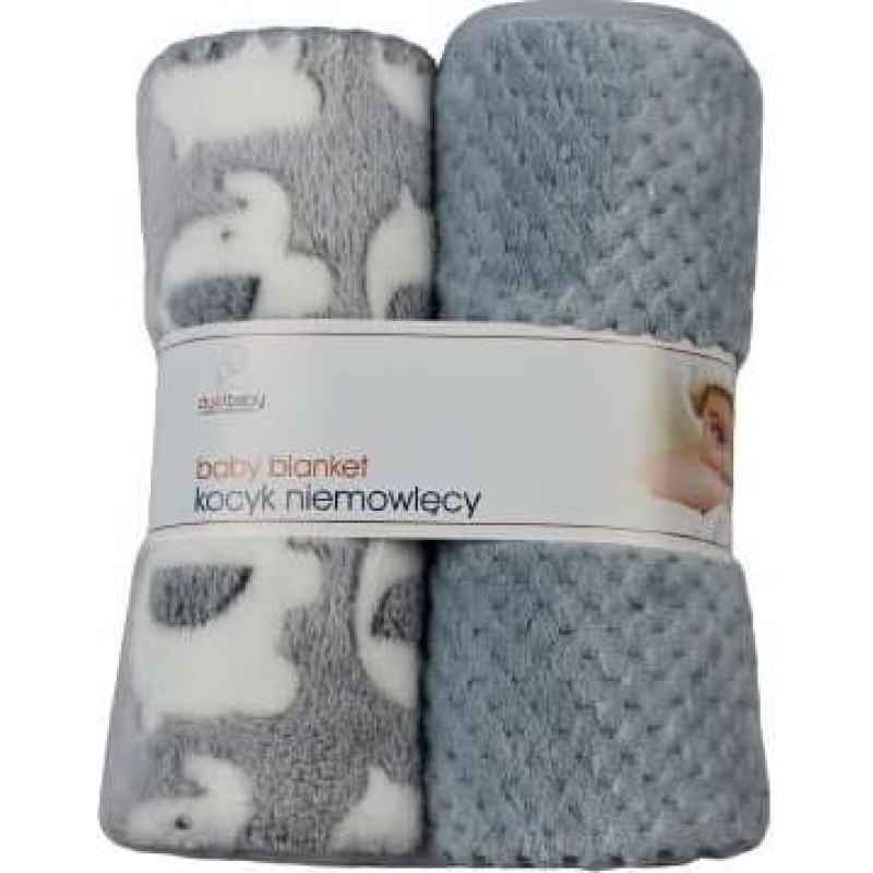 Duet Baby Blanket - 875 - CORAL + PRINT 3D - 2 PACK - size 80x90 - GREY