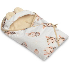 Sensillo MUSLIN CARRY-COT SWADDLE BLANKET - BEIGE BUNNY