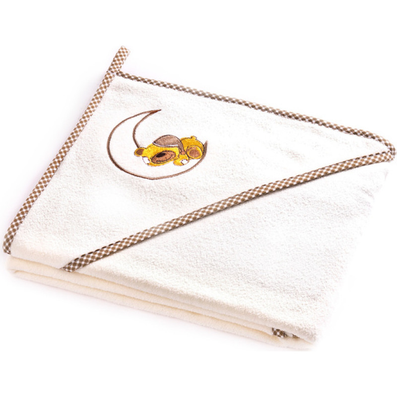Sensillo minkštas vonios rankšluostis „Meškiukas“ – ekru spalvos