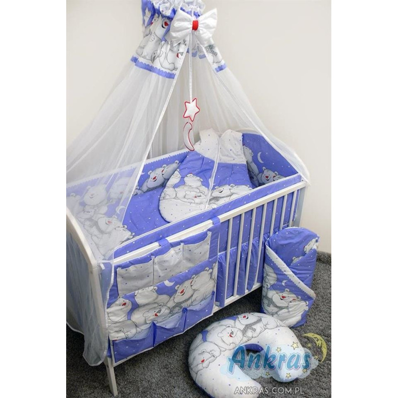 Ankras Bedding set - 6  parts - 120/90/360 - POLARNY MIŚ  - BLUE***