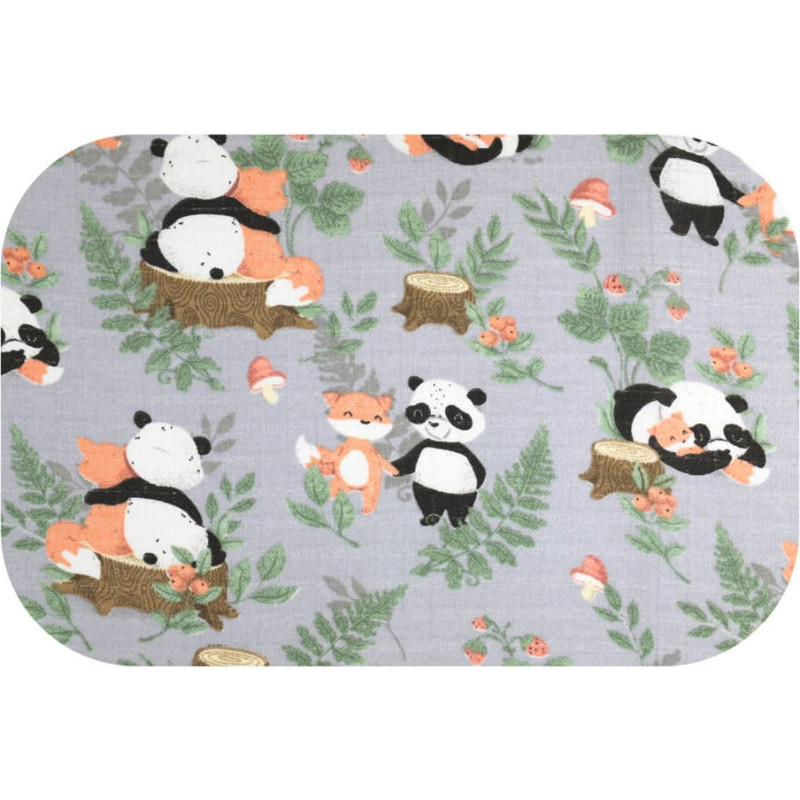 Ega Kids Diaper - 28661 - TETRA PRINT - EGA - PANDA in LOVE - GREY  - size 70x80 cm