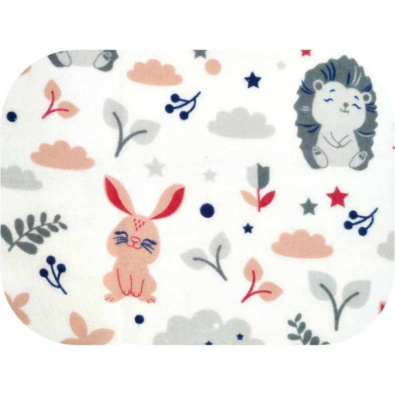 Ega Kids Diaper - 23536 - FLANNEL PRINT - EGA -  JEŻYK I KRÓLIK - PINK - size 70x80 cm