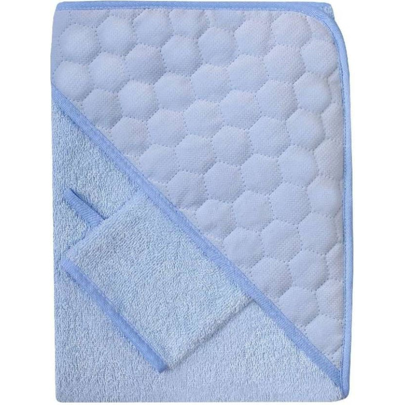 Duet Baby Bathing cover + washcloth glove  - 817 - TERRY - VELVET - size 100x100 cm - BLUE