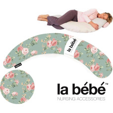 La Bebe ™ Moon Maternity Pillow Art.11518 Roses Green Spilvens-pakavs grūtniecēm ar polistirola pildījumu, 195 cm